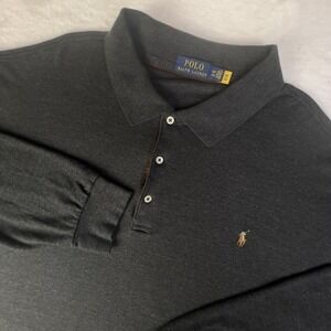 Polo Ralph Lauren Polo Shirt Mens 3XB Charcoal Long Sleeve Big Tall Pony Logo